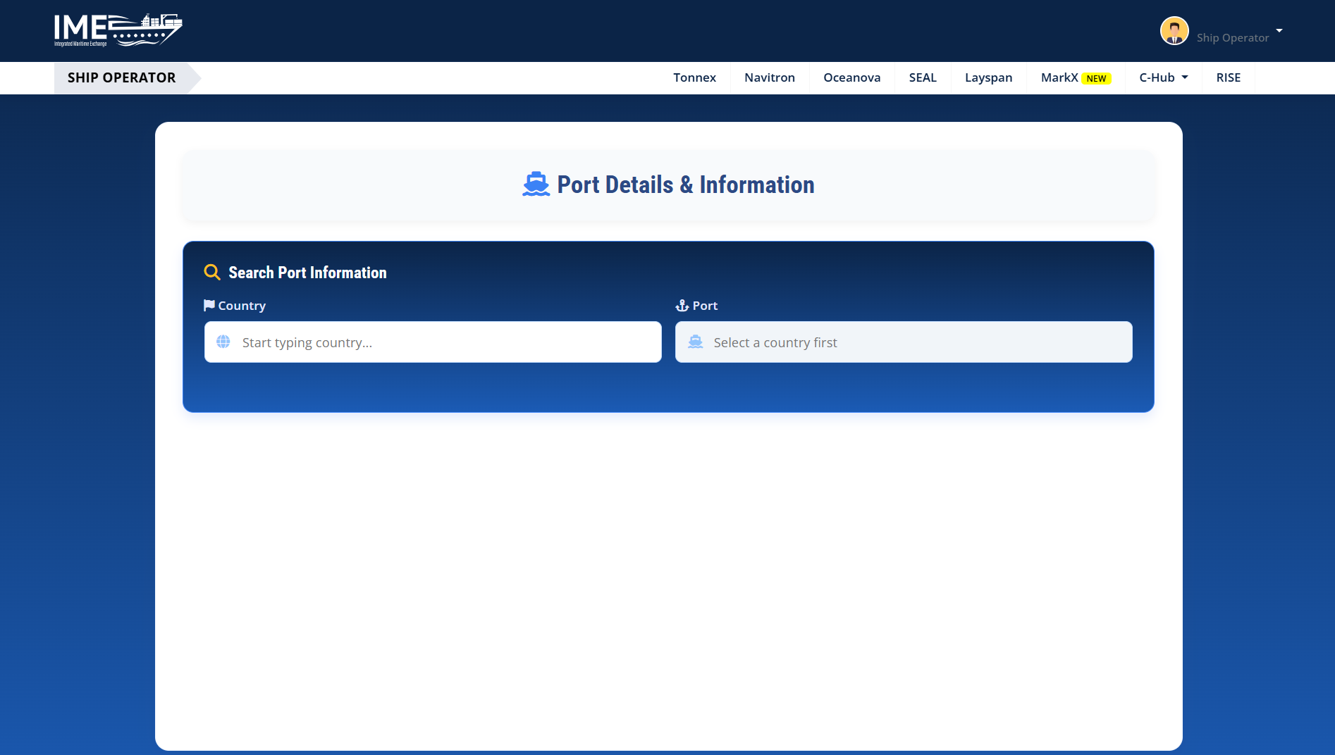 C-Hub port search, search port information by country and port